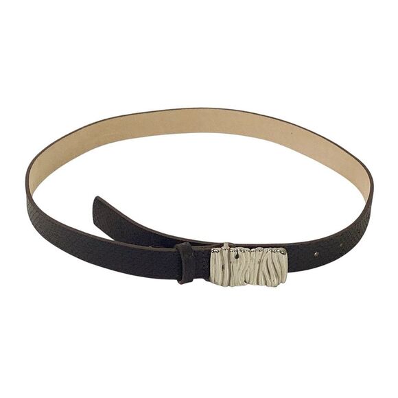 HEAVEN MAYHEM Size S Gaia Belt Brown Crocodile Embossed Leather Silver Buckle - Picture 2 of 9